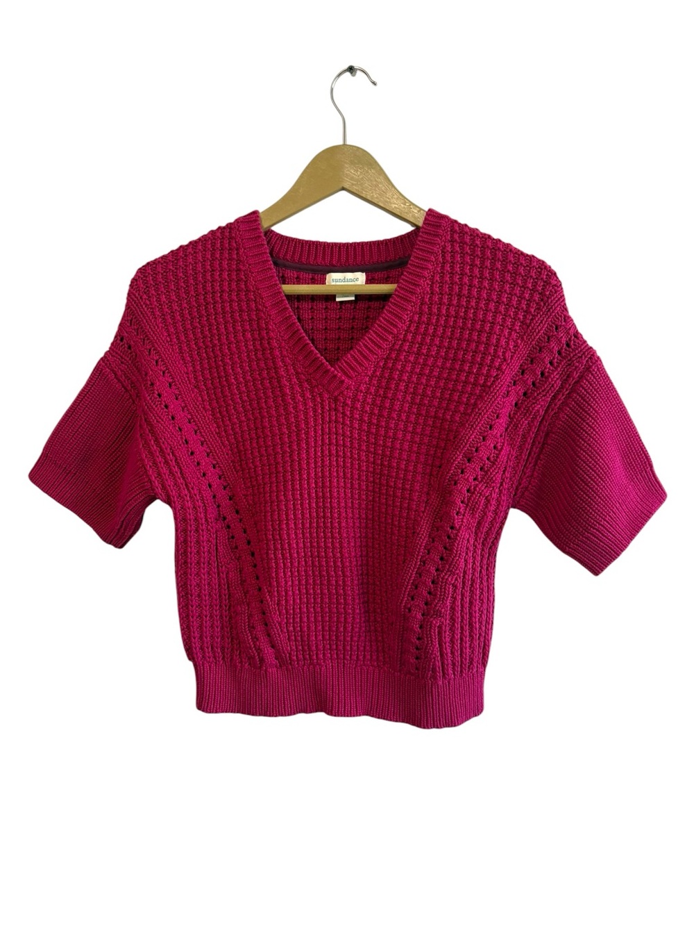 Sundance Size XS Magenta Pink My Everyday Sweater Short Sleeves Preppy Knit Boho